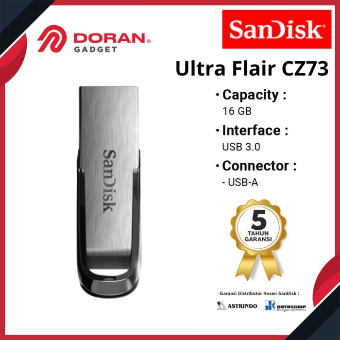 MERtaComp- SanDisk Ultra Flair USB 3.0 Flashdisk CZ73 16GB Flash Disk 16 GB