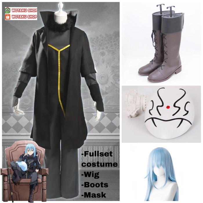 PREMIUM Rimuru tempest slime cosplay fullset wig boots mask tensura