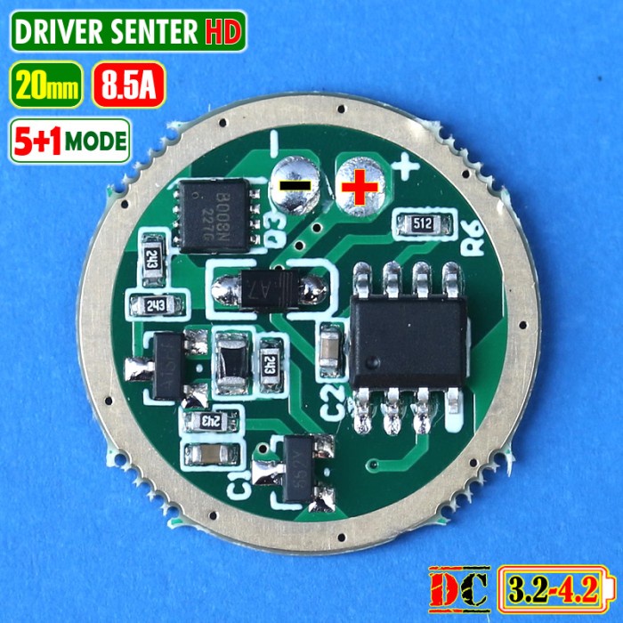 PREMIUM High Drain 20mm Driver Senter 8A Led 30W XML3 CUL SST SFT YD 5+1 Mode