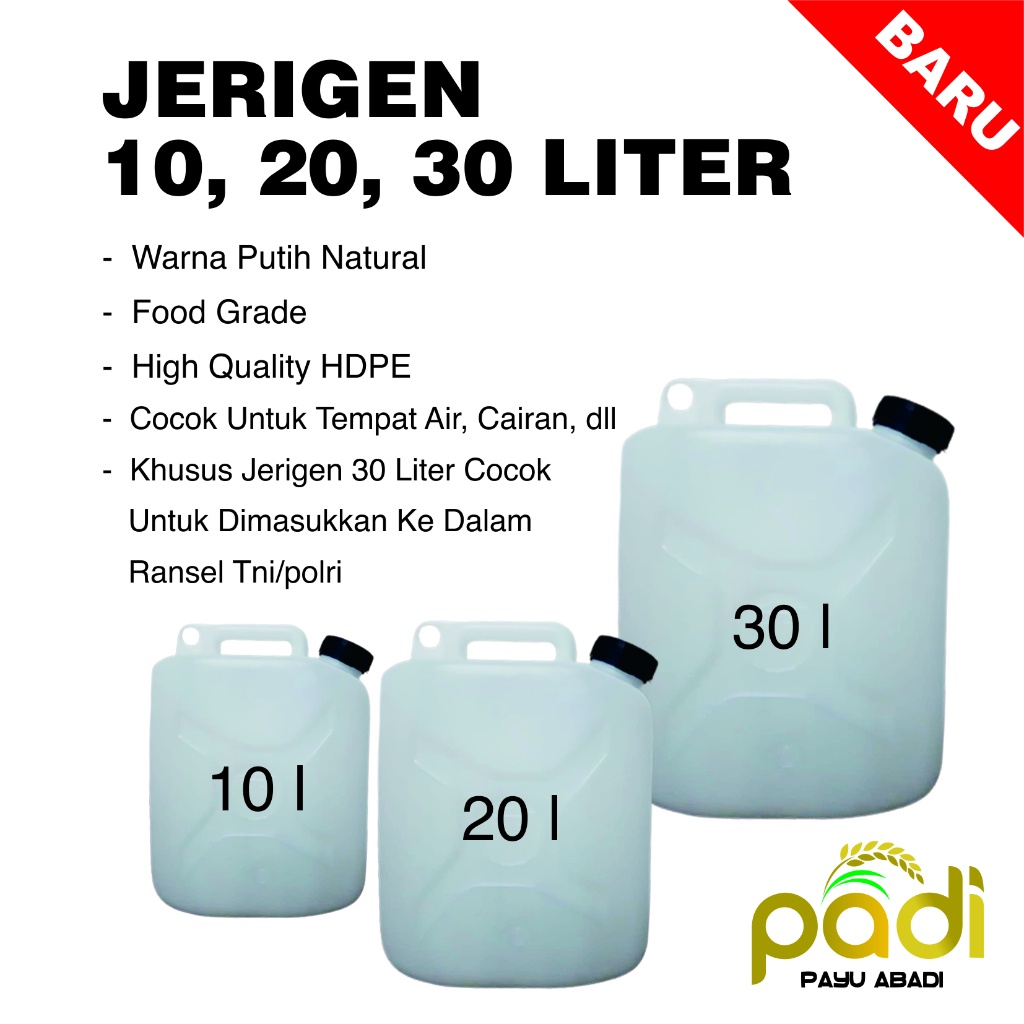 jerigen 10 liter 20 liter 30 liter kondisi baru Cocok untuk Ransel TNI Polri (30 liter) Jerigen