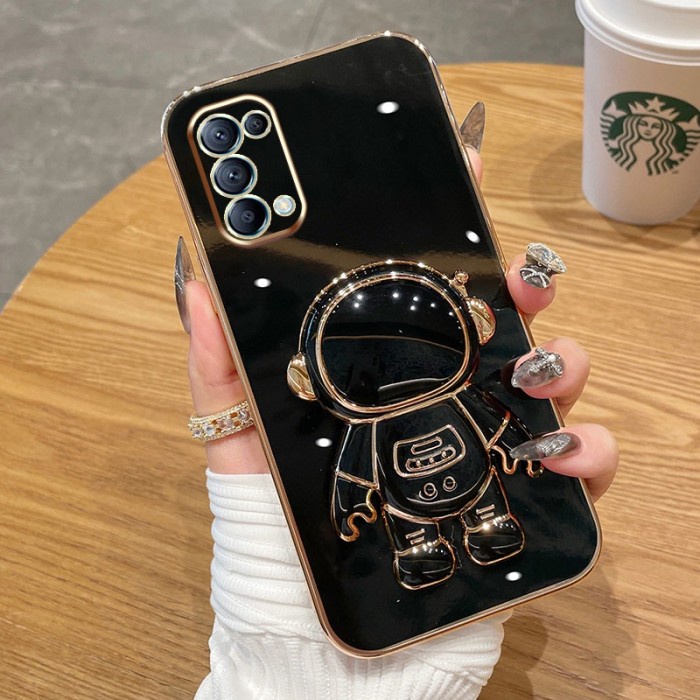 Casing Hp Oppo Reno 4 4F Soft Case plating Dudukan Astronot