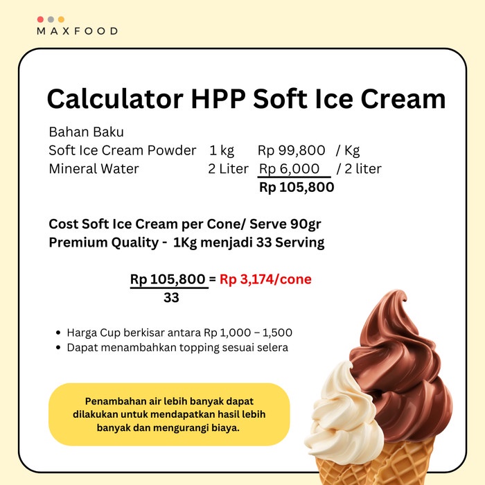 

Promo Terbatas Milky Vanilla Soft Serve Ice Cream 1Kg / Es Krim Rasa Susu Vanilla 1Kg Aman