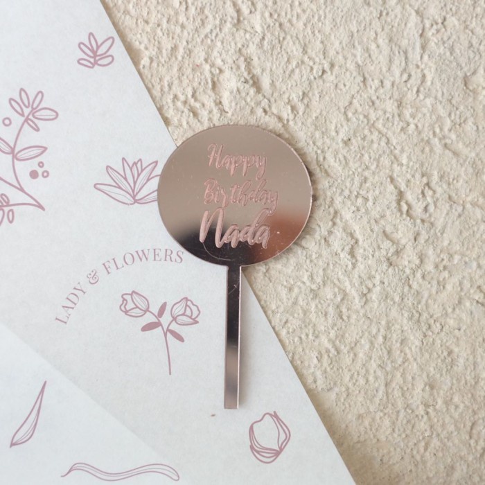 Custom Topper Akrilik Rosegold ( untuk glass dome/ glass box )