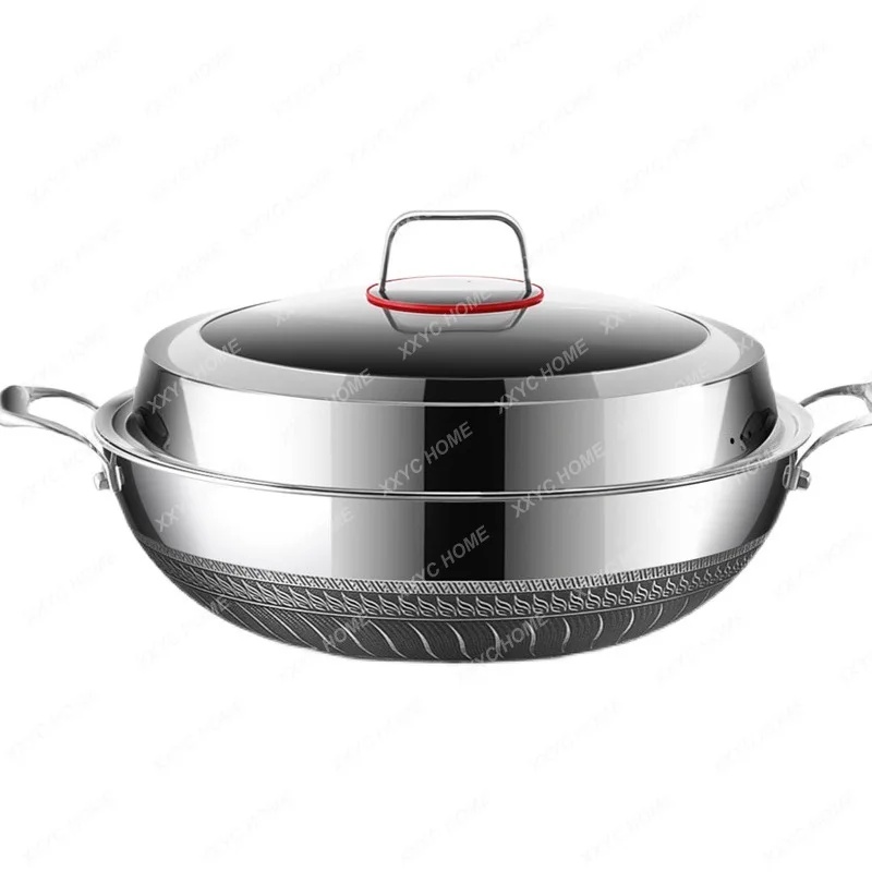 316 Stainless Steel Wok Pan Non Stick Wok Household Cooking Pan Frying Pan Pots And Pans Induction