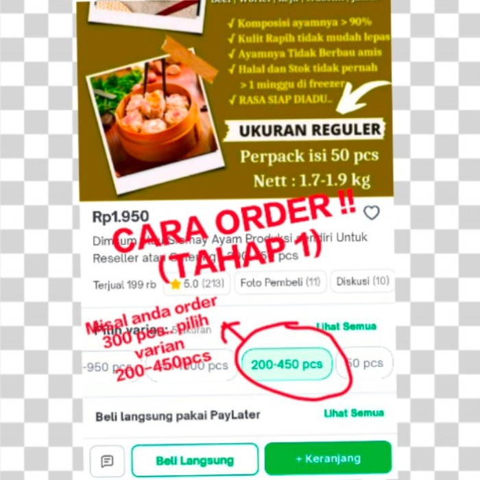 

Sale Terbatas Reguler Size Xl!! (Harga Perpack = Isi 50 Pcs) Pabrik Frozen Food Madame Dimsum Ayam