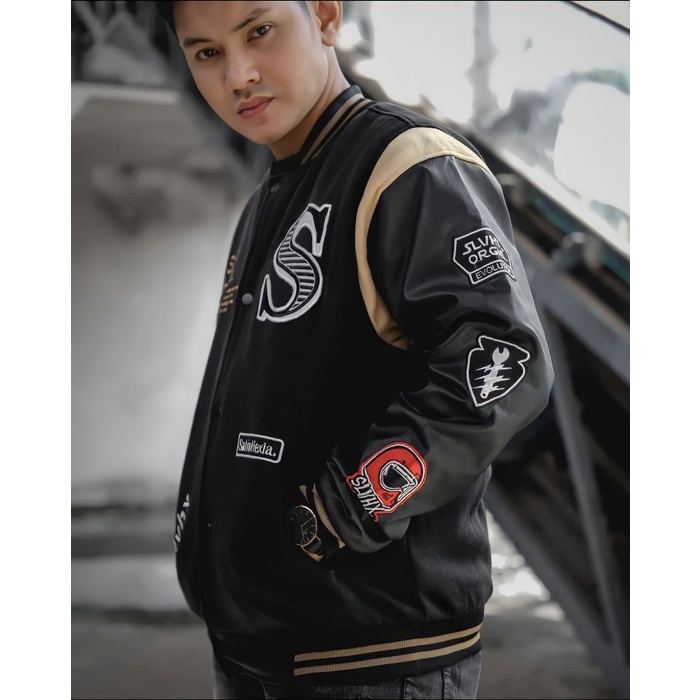 Varsity Baseball Jacket Slvhx Shogun Ronin Black Terlaris