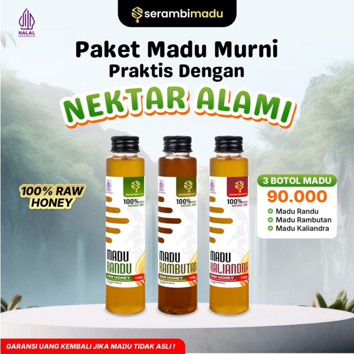 

Promo Terbatas Madu Asli Murni Raw Honey Randu Rambutan Kaliandra Paket 3 Botol 100% Original Aman