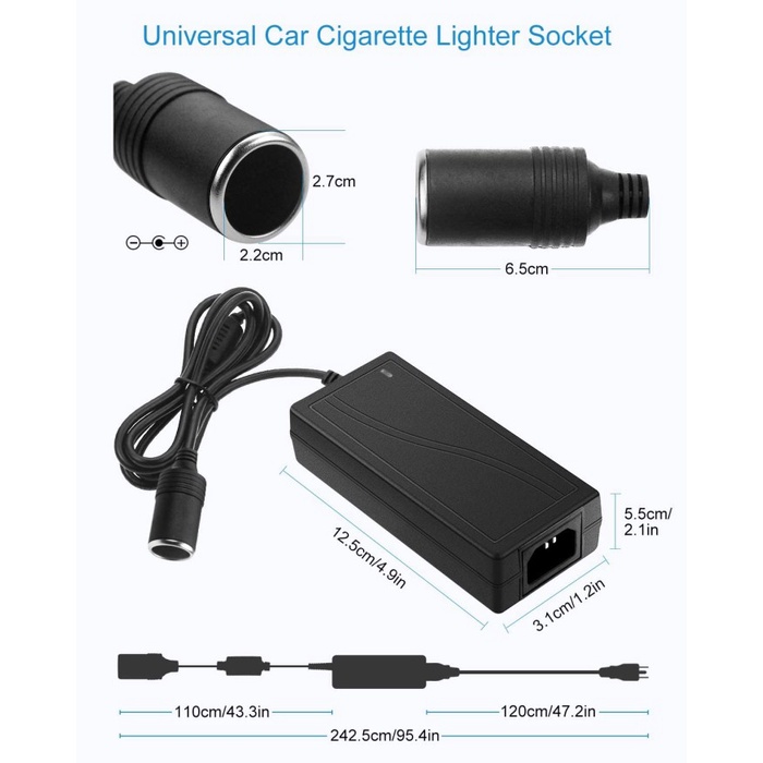 Agen Bangunan - Adaptor Power Supply 12V 5A Socket Lighter Colokan Mobil Ke Listrik