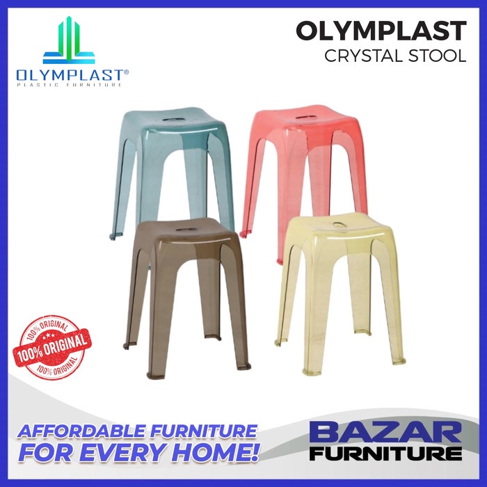 Terbaru Olymplast Kursi Bangku Bakso Baso Plastik Square Stool Crystal Tumpuk Bening Transparan