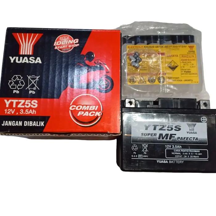 Accu Kering YUASA YTZ5S Untuk motor Suprax125, Karisma, Mio j, Beat, Spin, Vario Motorcycle Battery