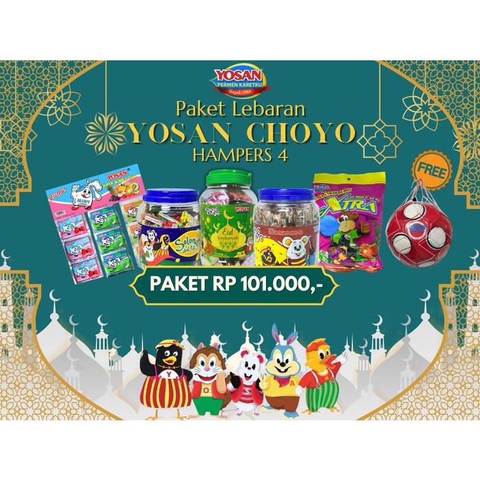 

PAKET HAMPERS LEBARAN 4 YOSAN CHOYO Coklat Permen Toples Bola Candy Cup Food Manis