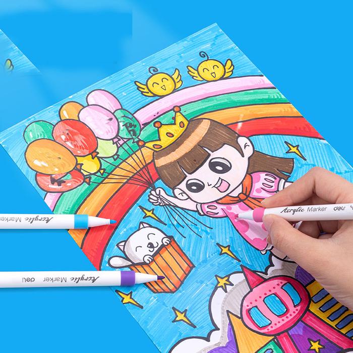 

FREE ONGKIR Spidol Akrilik / Marker Akrili / Acrylic marker Deli HM108 48 Warna untuk Seni dan