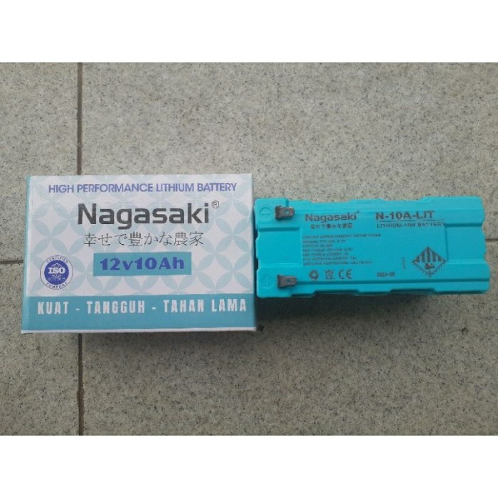 aki Nagasaki 10AH 12V Lithium Tangki Sprayer Elektrik UPS Sepeda Listrik Baterai SELIS