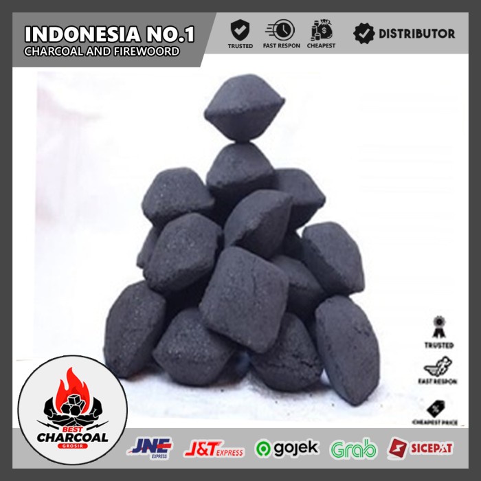 Arang Briket Batubara Pillow 1Kg Bbq Preum Food Grade Areng Barbeque