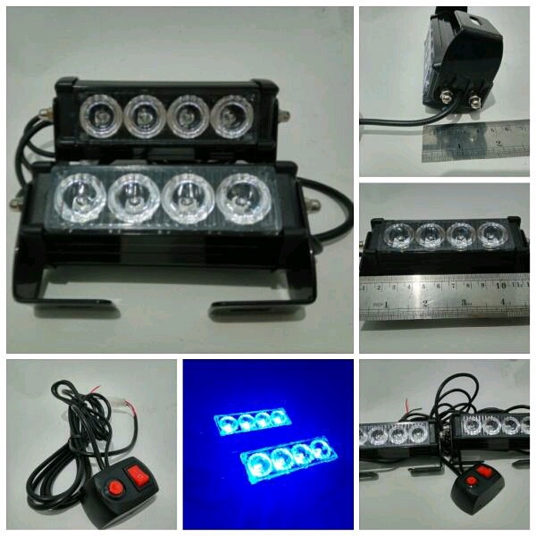 Lampu Strobo 2x4LED Federal signal motor dan mobil strobo polisi