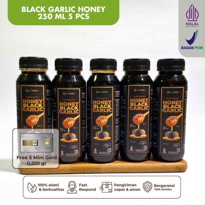 

Promo Terbatas Black Garlic Honey Premium Alamme Paket Reseller 5 Pcs X 250 Ml Aman