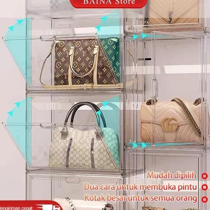 

TERLENGKAP New Large!! Box Tas Acrylic Akrilik Tempat Tas Bag Display Bag Storage