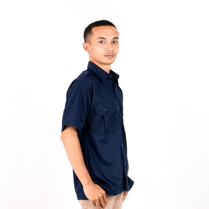 JTTOP" KEMEJA PDH NAVY POLOS PDL LENGAN PENDEK KORSA DINAS SERAGAM KERJA PNS
