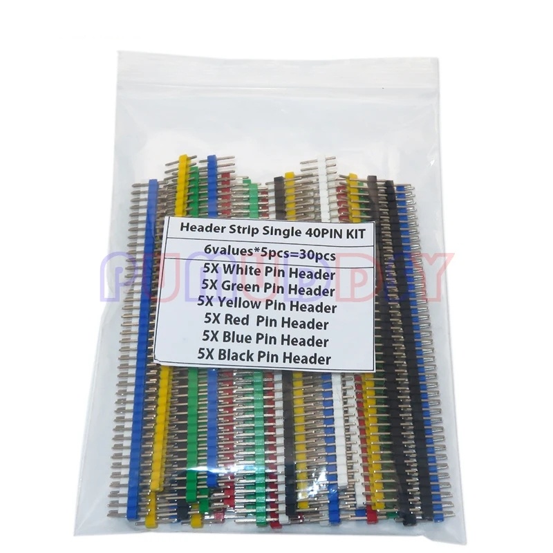 30Pcs 40 Pin Breakable Pin Header 2.54Mm Single Row Male Header Connector Kit Pcb Pin Strip For