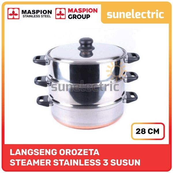 Langseng / Steamer 3 Susun Stainless Steel Maspion Orozeta 28 cm
