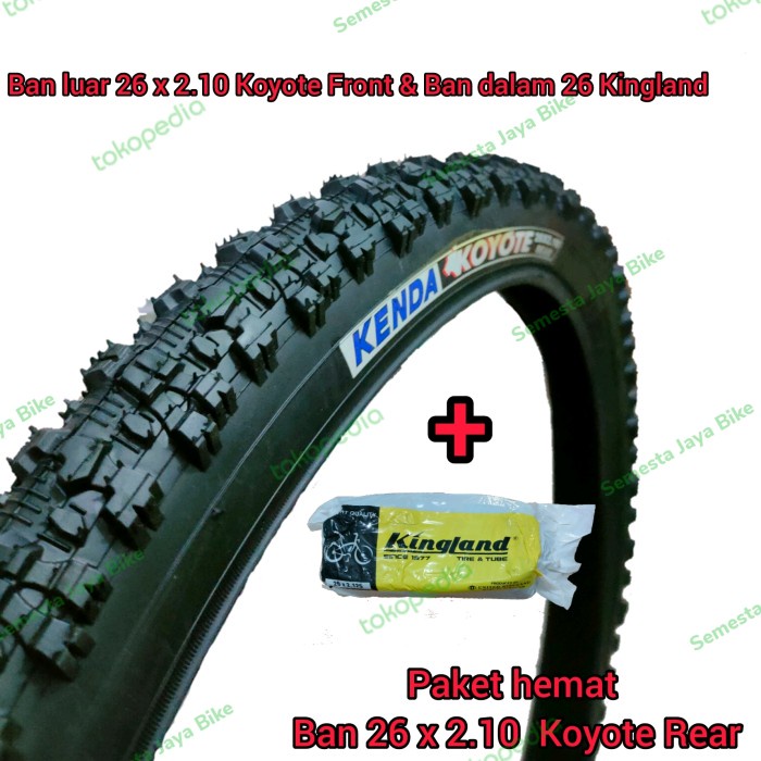 Paket Hemat Ban Luar 26 X 2.10 Koyote Rear Ban Dalam 26 Kingland #Gratisongkir