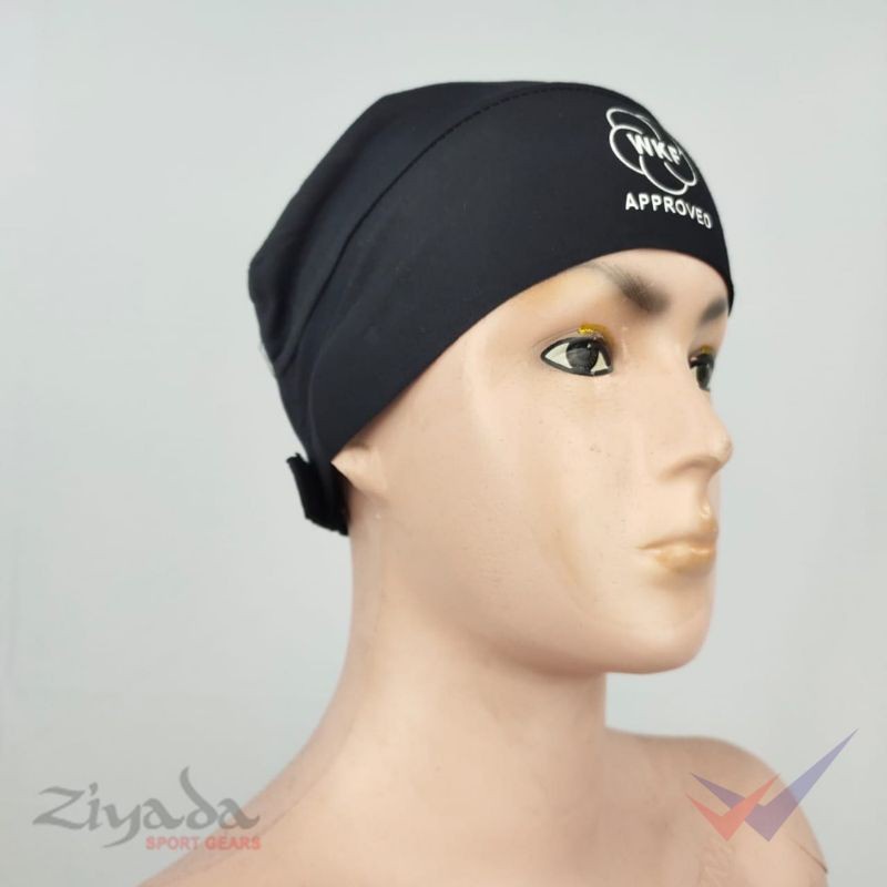 jilbab karate desain wkf approved penutup kepala head protector hijab
