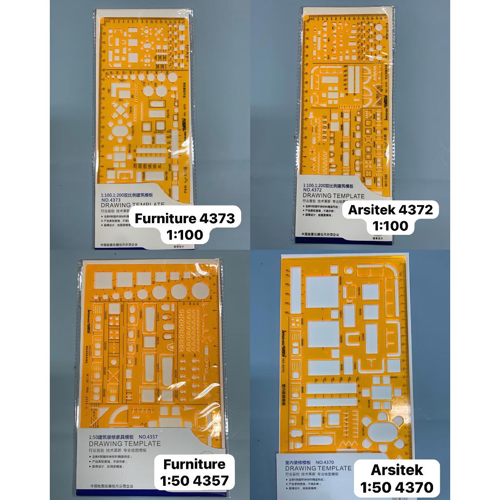 

penggaris sablon mal mebel furniture / arsitek jisihou 1:100 dan 1:200 atau 1:50 china murah