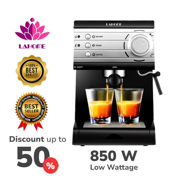 LAHOME Mesin Kopi Espresso, Mesin Kopi Mesin Pembuat Kopi Semi-Otomatis Pembuat Espresso Mesin 6001