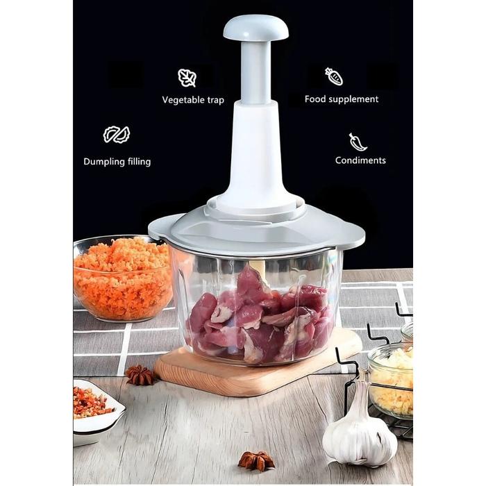 BLENDER MANUAL PORTABLE CHOPER PENGGILING DAGING BUMBU DAN SAYURAN KAPASITAR 1,5 LITER COVER MINI
