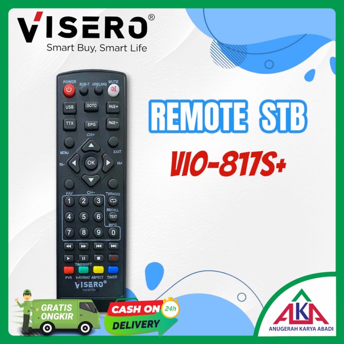 JTTOP" REMOTE MULTI SET TOP BOX REMOT STB DVB T2 TERLENGKAP VISERO VIO-818S