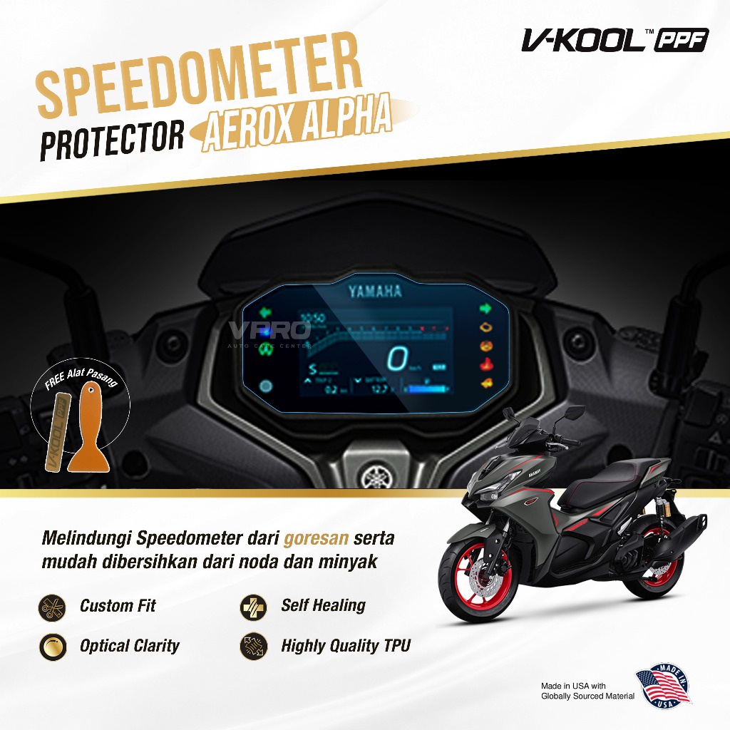 PPF Pelindung Speedometer Motor YAMAHA AEROX ALPHA / AEROX 2025 Anti Gores Motor by VKOOL PPF