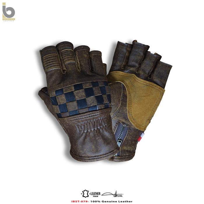 Sarung Tangan Kulit Rusty Motor Pria. Sarung Tangan Kulit Preum Bergaya Retro. Gloves Kulit Garut