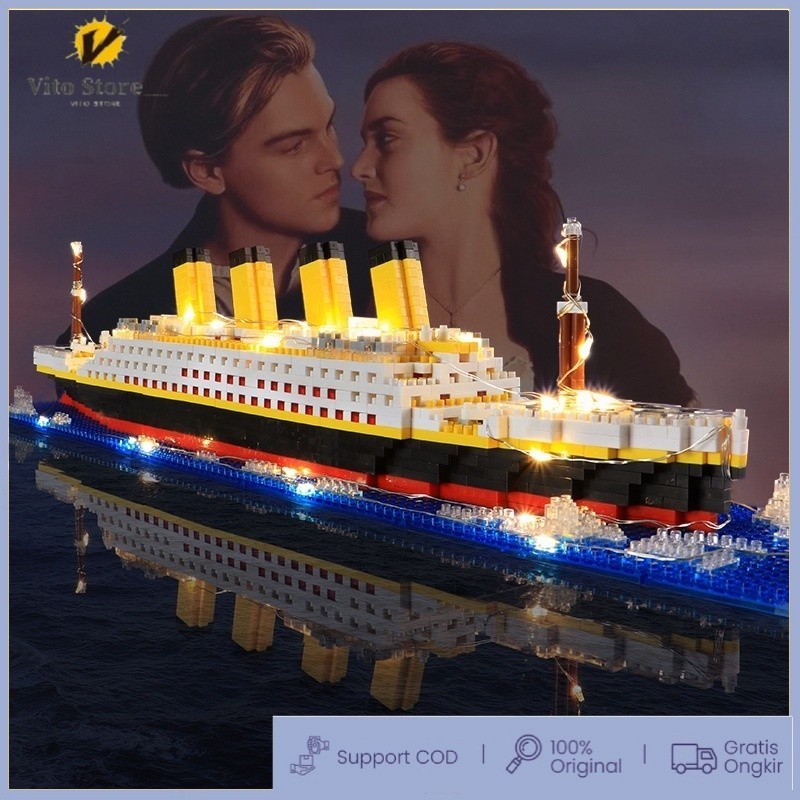 Cod1878 Pcs Bricks Model Titanic Kapal Titanic Mainan Block Anak Diy Assemble Building Blocks Kapal