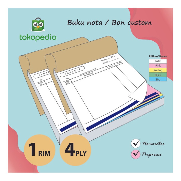 

CETAK NOTA 1RIM 4 PLY / RANGKAP (CUSTOM NCR INVOICE/BON ) 1RIM 4PLY