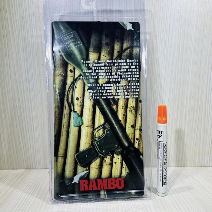 mainan action figure Neca rambo john j rambo stallone blood tinggi sekitar 7 inch artikulasi detail