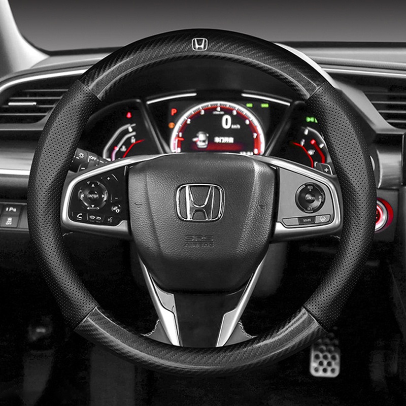 Cover Pelindung Stir Mobil Honda Bahan Serat Karbon Untuk Freed Brio City Civic CRV HRV BRV Jazz FD