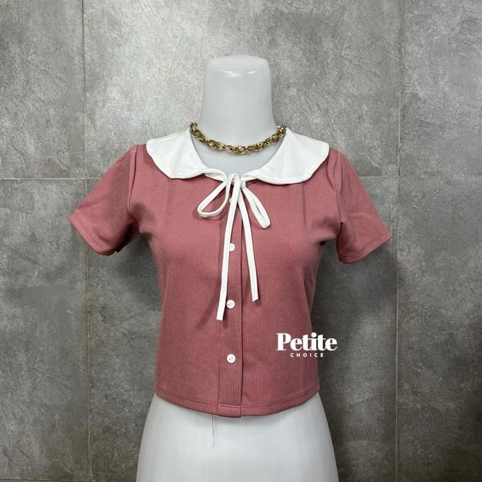 Petitechoice ISABELLE Top - Atasan Wanita Pita Cute Feminine Bow Korean Style Crop Baju Retro blouse