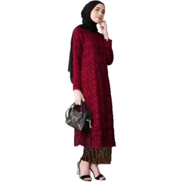 Atasan Kebaya Brukat Tunik Modern Jumbo Ld 120Cm Brokat Muslim Wanita Panjang Hitam Remaja Dewasa