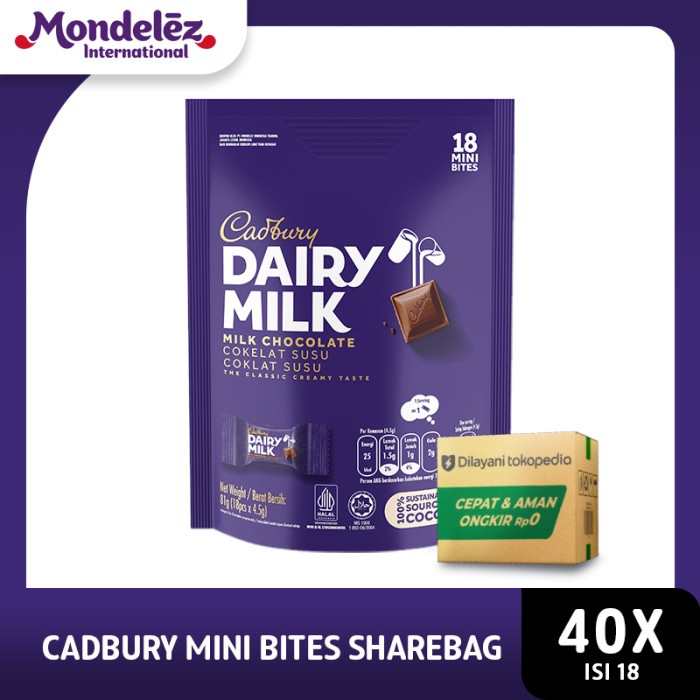

BARANG TERLARIS [1 Karton Isi 40 pcs] Cadbury Dairy Milk Coklat Mini Bites Sharebag