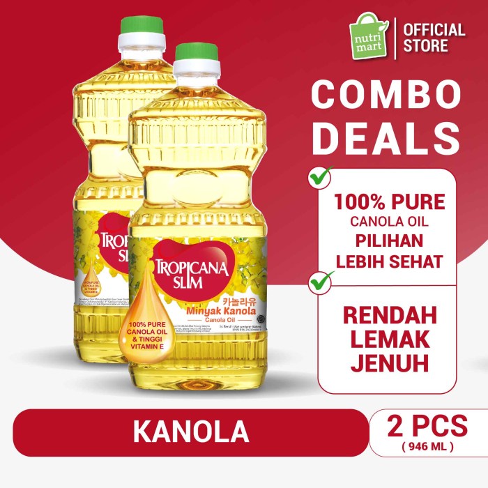 

BARANG TERLARIS Twin Pack: Tropicana Slim Minyak Kanola 946ml - Pure Canola Oil