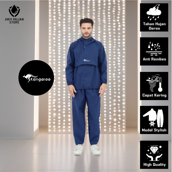 Setelan Jas Hujan Kangaroo Kangguru Raincoat Musim Hujan Kangaroo Anti Rembes Preum