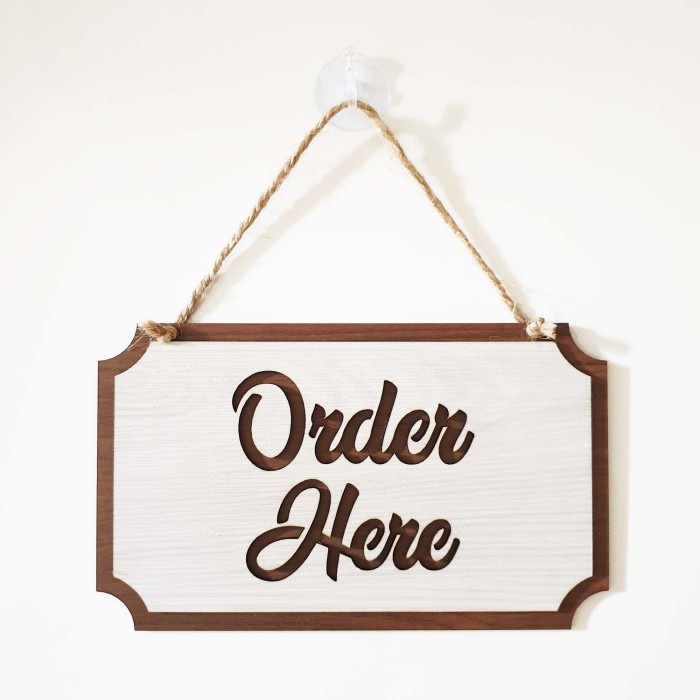 Ready- Gantungan Sign Cafe / Resto - Order Here Kotak