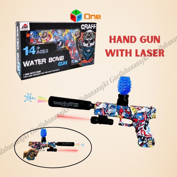 SALE TERHOTT MAINAN WATERGEL HANDGUN ELECTRIC GLOW IN THE DARKWITHLASER READYY