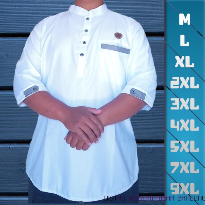 Baju koko kurta pria dewasa bigsize jumbo putih xxxl 3xl 4xl 5xl 7xl