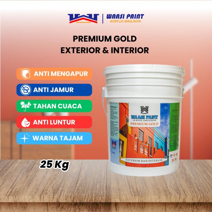 New Waasi Paint - Cat Tembok Eksterior 25Kg Dinding Outdoor Luar Rumah Tahan Air Cuaca Panas Anti