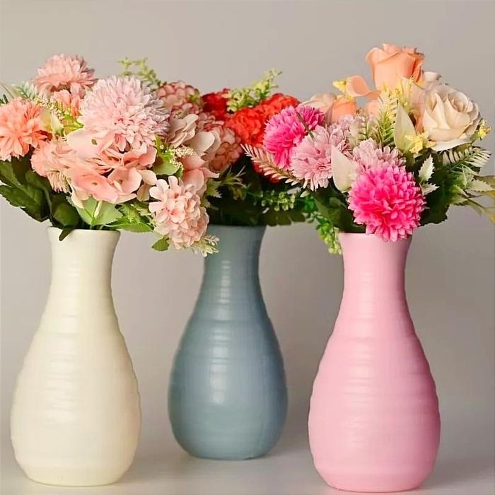 New- Vas Bunga Minimalis Nordic Texture Guci Plastik Dekorasi