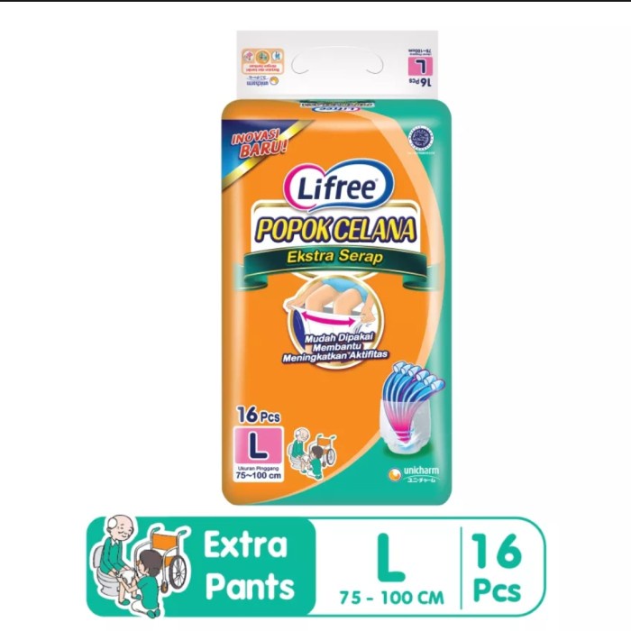 Lifree popok celana ekstra serap L16 L 16 / Lifree celana extra serap
