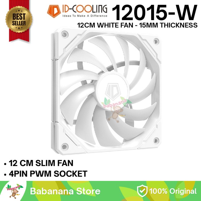Ready Fan ID Cooling 120mm TF-12015-W WHITE PWM 4 PIN SLIM KIPAS CASING