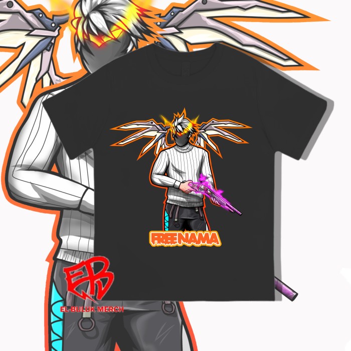 PREMIUM Kaos Atasan Anak Free Fireee Tas Sayap SG Reaper / Baju Anak Ff SG Ungu Free Nama