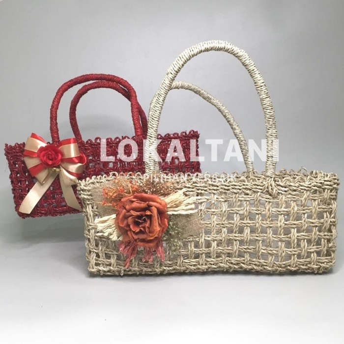 PREMIUM Tas Rara untuk 2 toples Kue /Tas hampers rotan/Hampers kue kering
